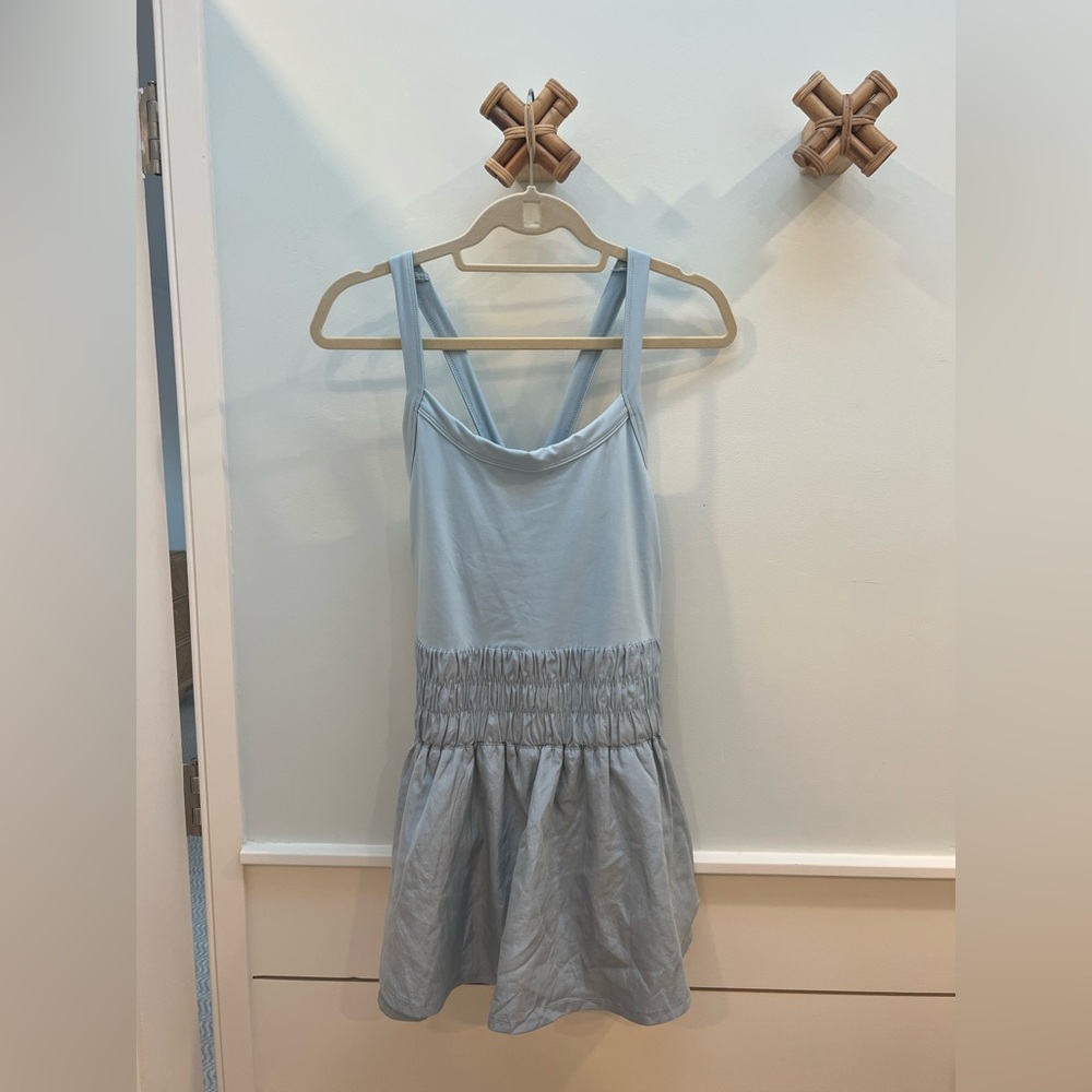 FP Movement by Free People Women's Way Home Skort Romper, Blue Pearl, L - Picture 6 of 7